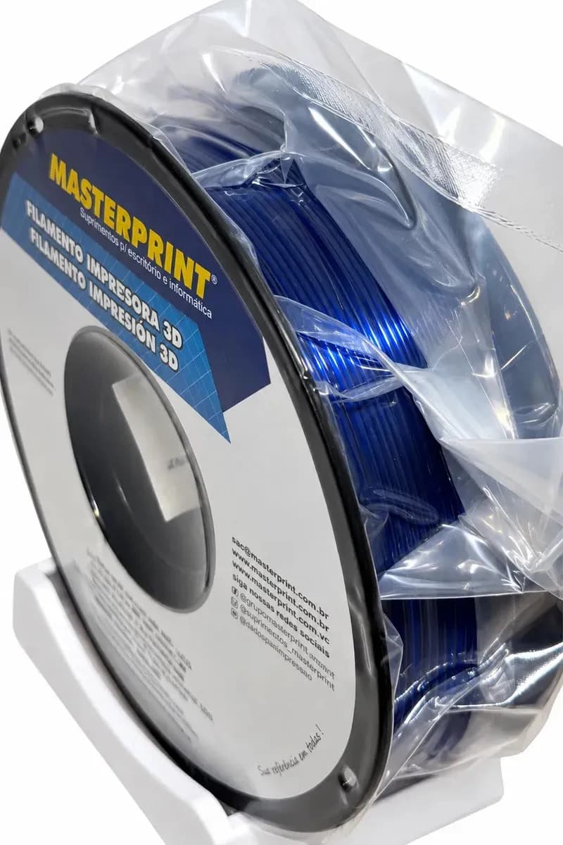 Filamento De Impressora 3d Petg 1,75mm 1kg Masterprint Azul Translucido — imagem 3