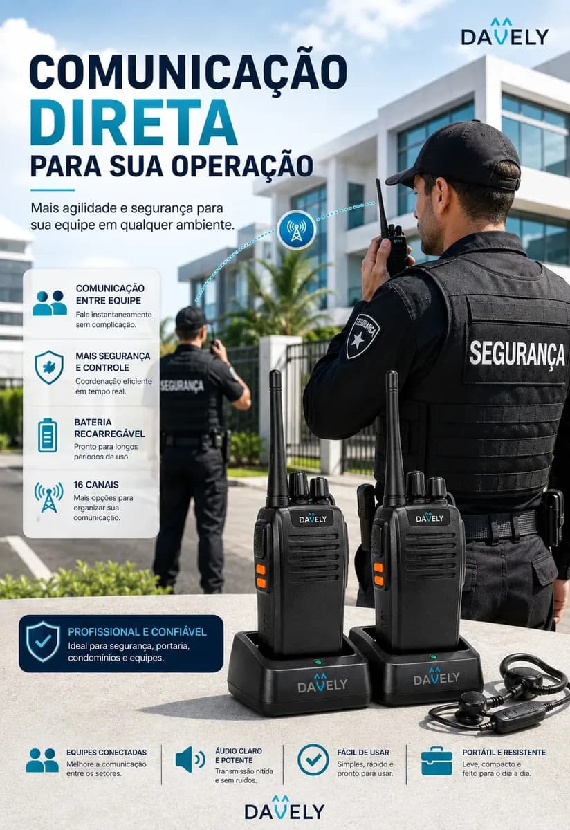 Kit 2 Rádios Comunicadores Walkie Talkie Profissional Eventos HT UHF Radinho walk talk - Com Fone Microfone e Acessórios Comunicação Segura Longo distancia Segu — imagem 2