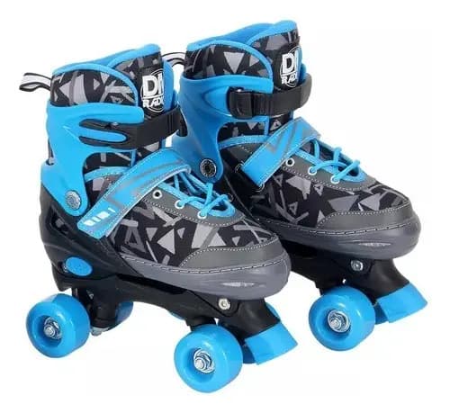 Patins 4 Rodas Infantil Ajustável cor azul com proteção DM Toys — imagem 5