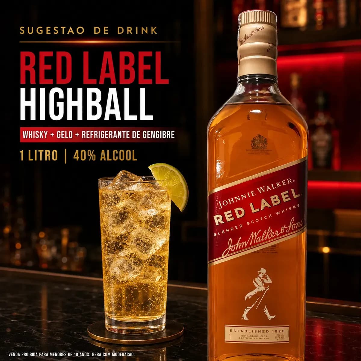 Whisky Johnnie Walker Red Label Blended Scotch 1 Litro — imagem 6