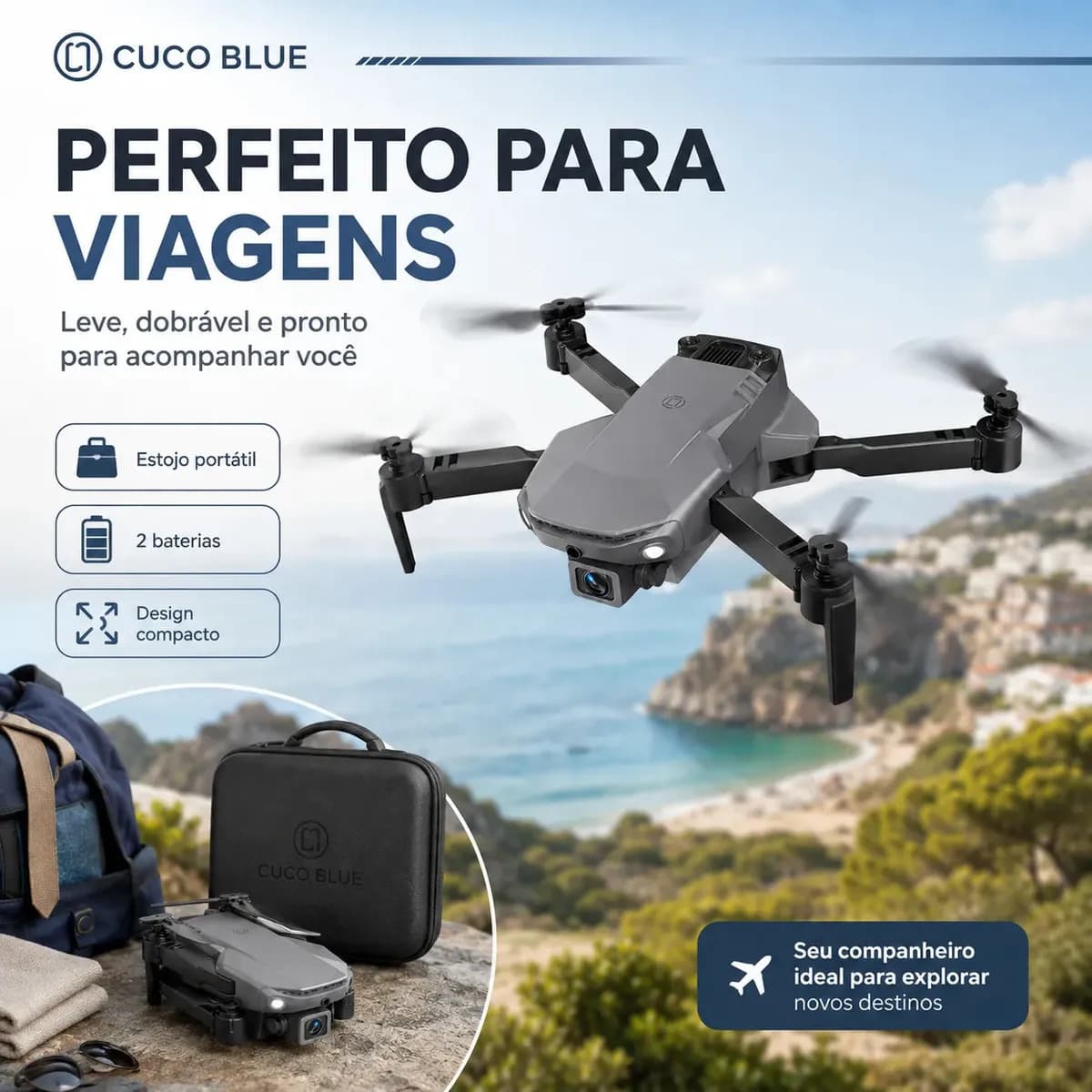 Mini Drone Pro 4K Dobrável Wi-Fi FPV Câmera 2 Baterias Presente Dia das Crianças — imagem 3