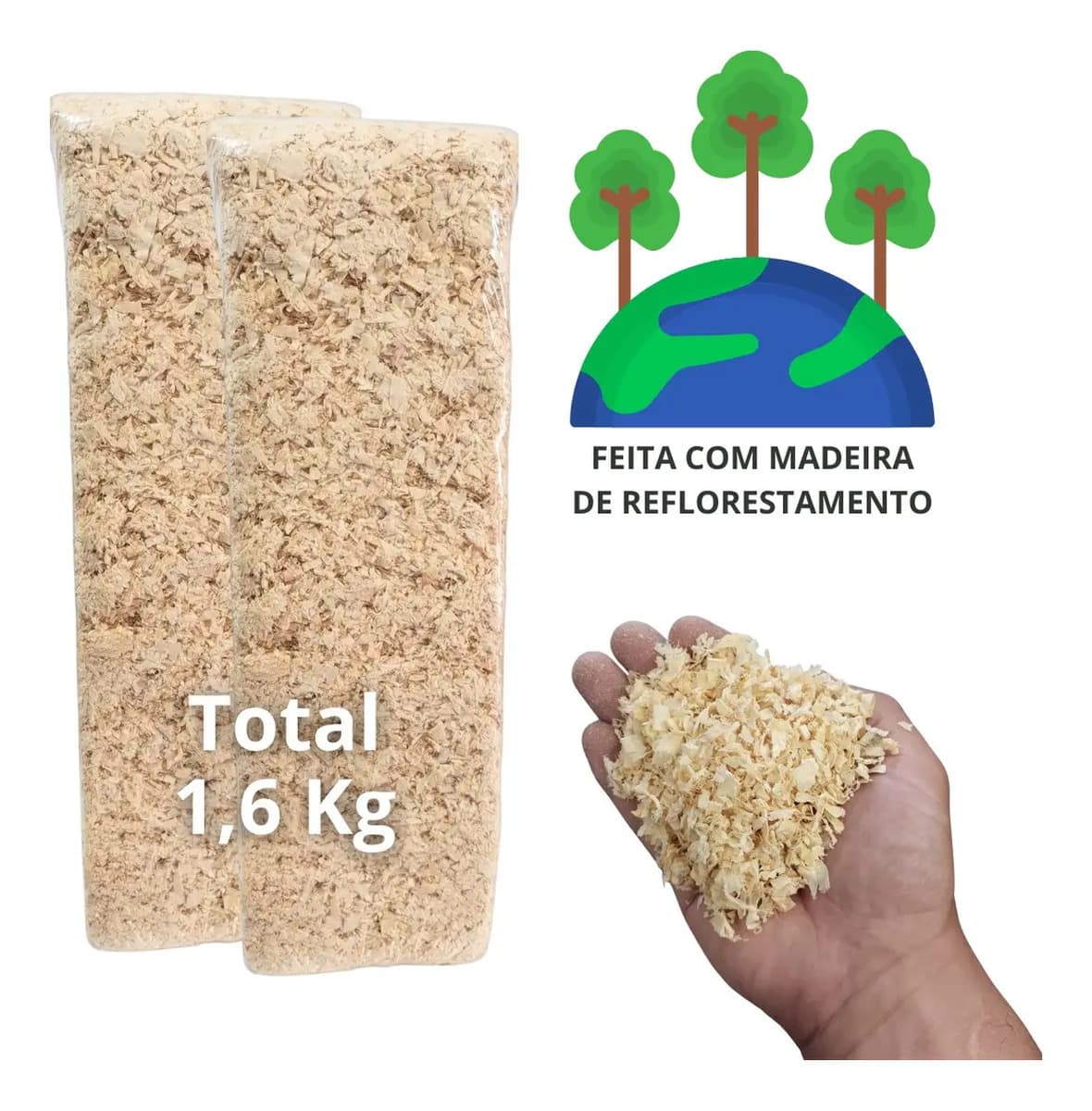 Kit 2 Serragem Prensada 1,6kg Para Roedores E Aves Maravalha — imagem 2