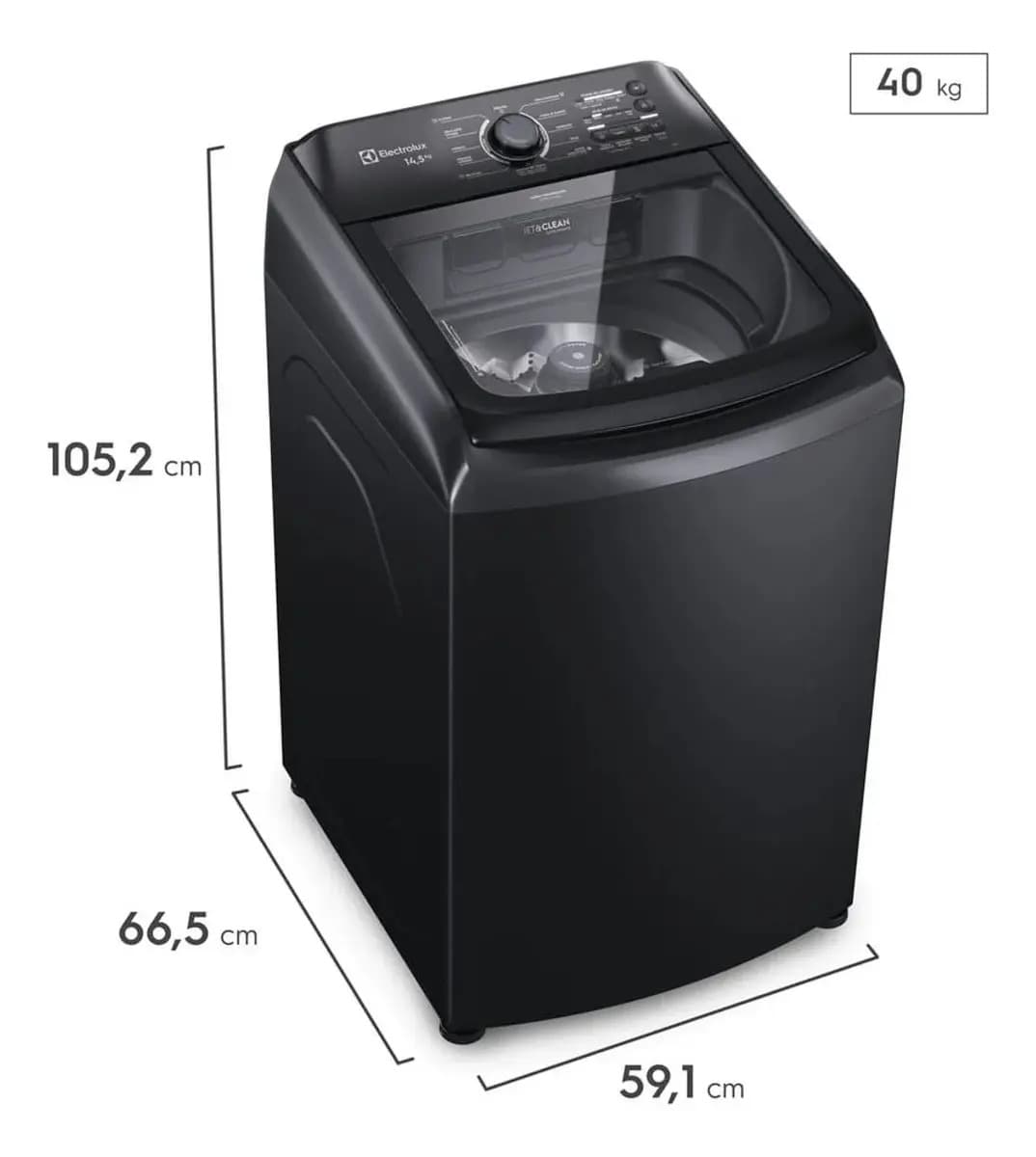 Máquina De Lavar Electrolux 14,5kg Cesto Inox Lep15 Preto — imagem 3