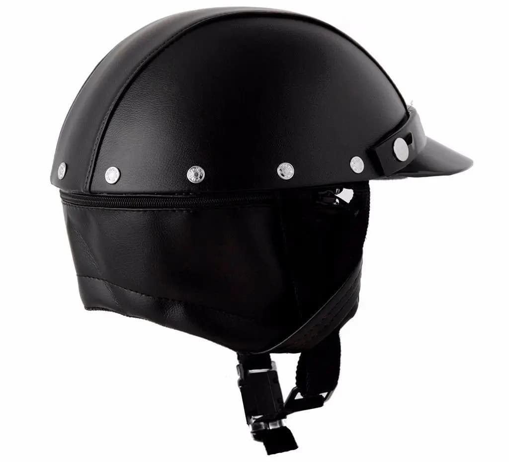Capacete Couro Coquinho Pro Tork Custom Bike Moto Cor Preto — imagem 3