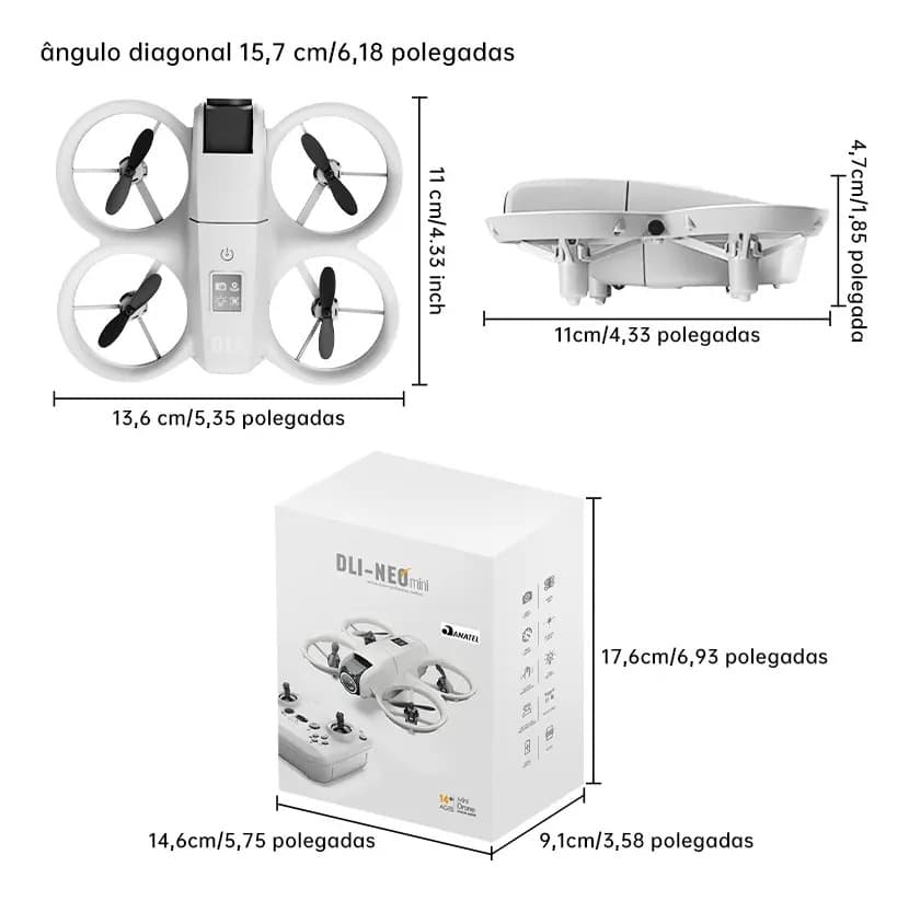 Drone Neo Com Câmera 4k Full Hd Wifi Cor Cinza 2 Baterias — imagem 3