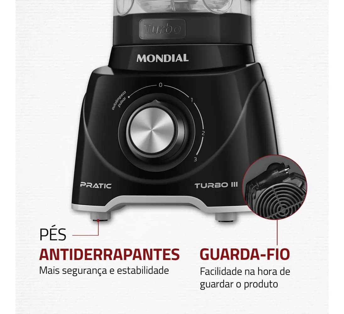 Liquidificador Pratic Turbo III, Mondial, 550W - L-93-BG — imagem 5