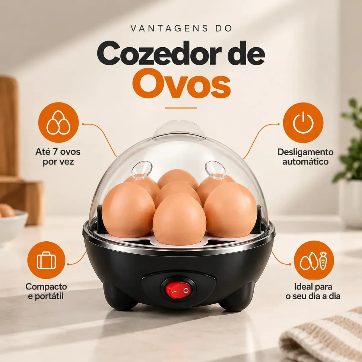 Cozedor de Ovos Eletrico Aparelho de cozimento a vapor EPS-1258 Epsilon Portátil Cor Preto — imagem 5
