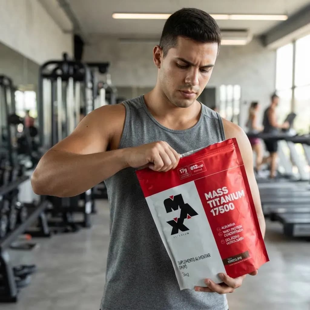 Suplemento em pó Max Titanium Mass Titanium Refil 17500 Carboidratos sabor Chocolate x 3kg — imagem 5