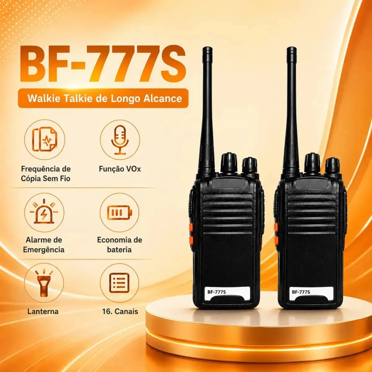 Kit 2 Rádios Comunicadores Bf-777s Alta Performance Walkie Talkie Profissional Esportivo Sem Fio Alta Segurança Comunicação Show Eventos 400 ~ 470mhz 16ch Ht Wa — imagem 5