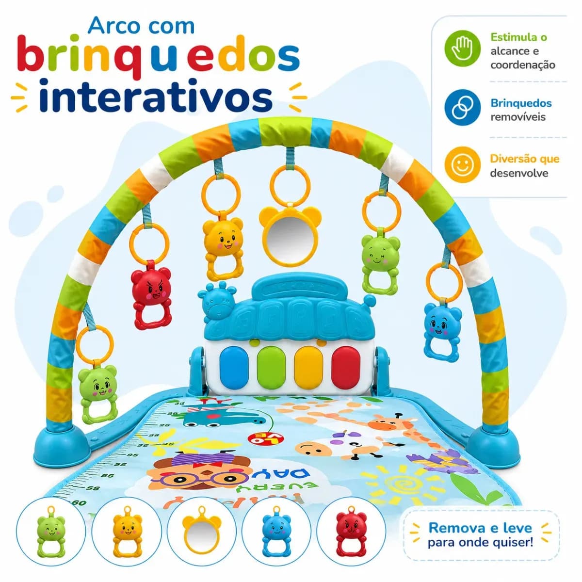 Tapete de Atividades Bebê c/ Piano Musical Infantil 3 em 1 Alvo Toys — imagem 5