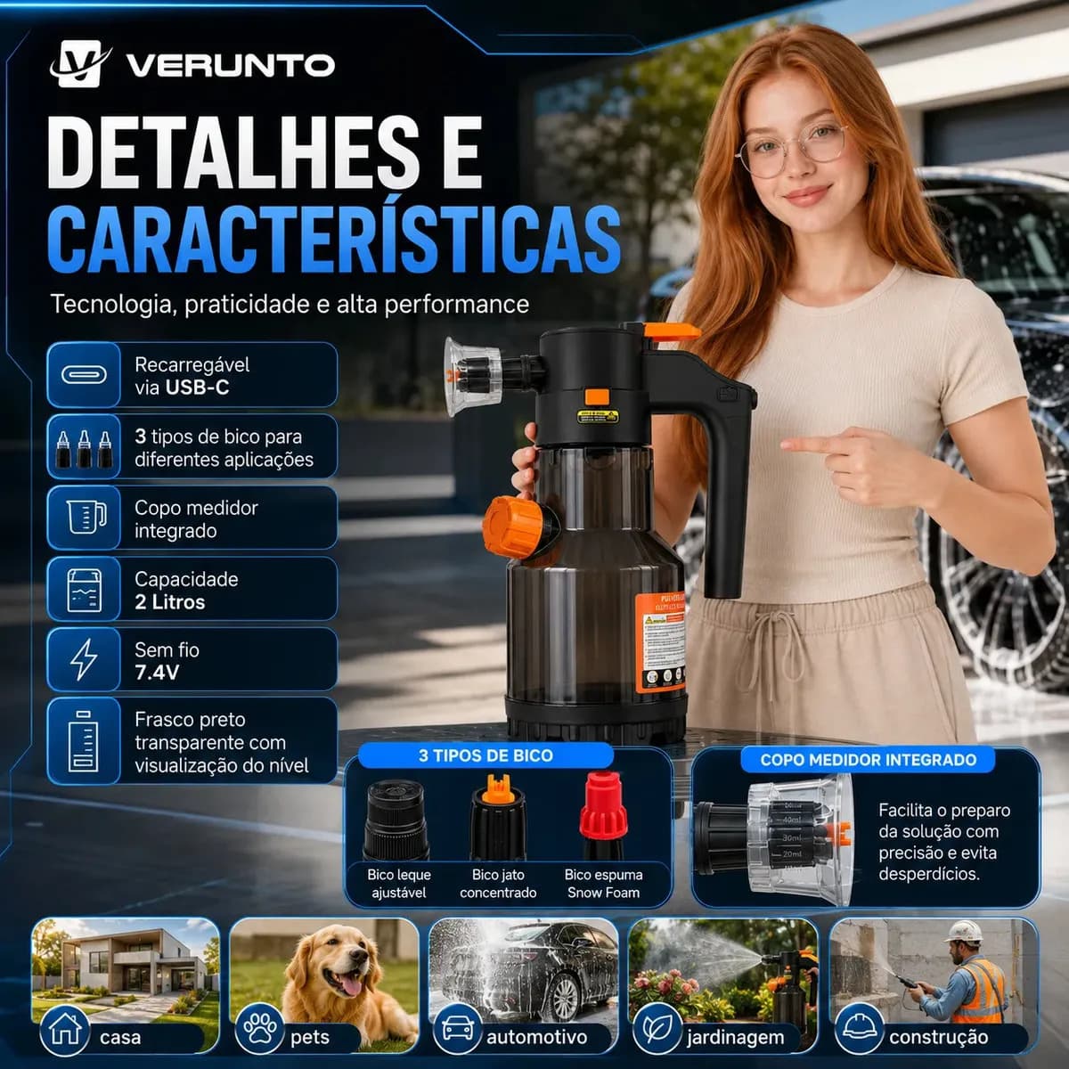 Pulverizador Elétrico Snow Foam para Carro, Moto e Jardim – 2 L — imagem 4