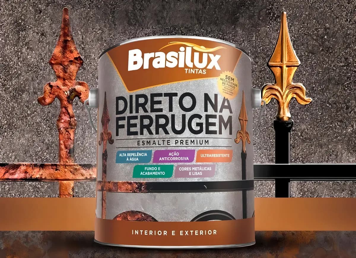 Brasilux Tinta Para Metal Anti Ferrugem 900ml Cinza Brilhante — imagem 5