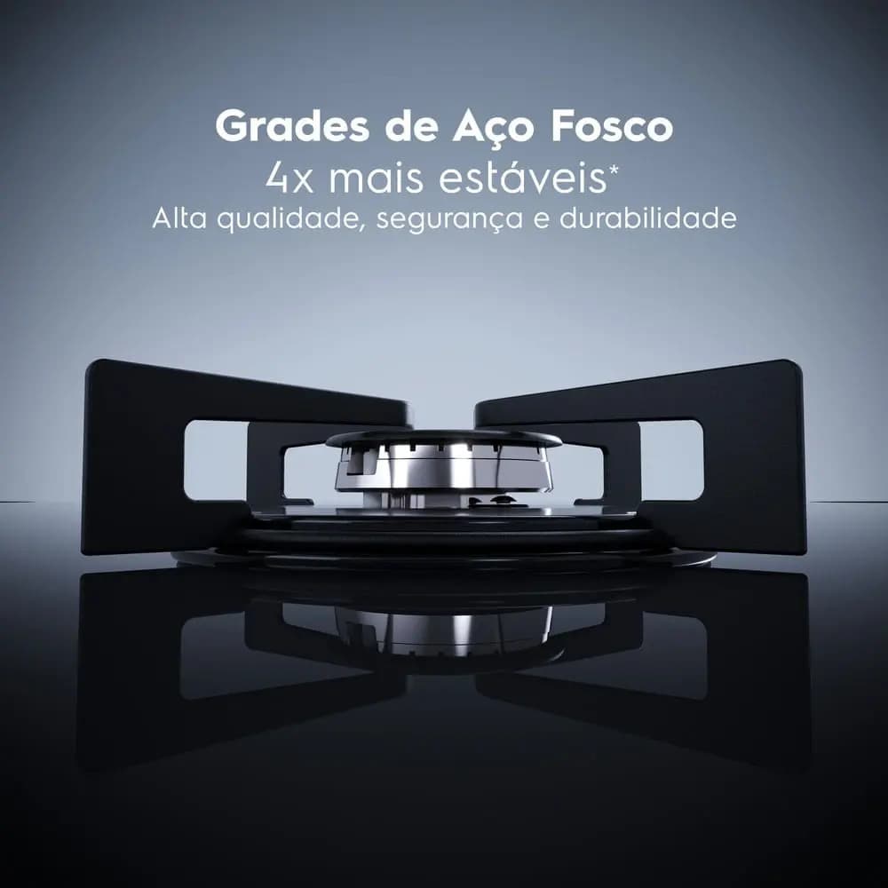 Cooktop 5 Bocas a Gás Electrolux Mesa de Vidro Efficient Grade de Aço Fosco (KE5GR) Bivolt — imagem 6