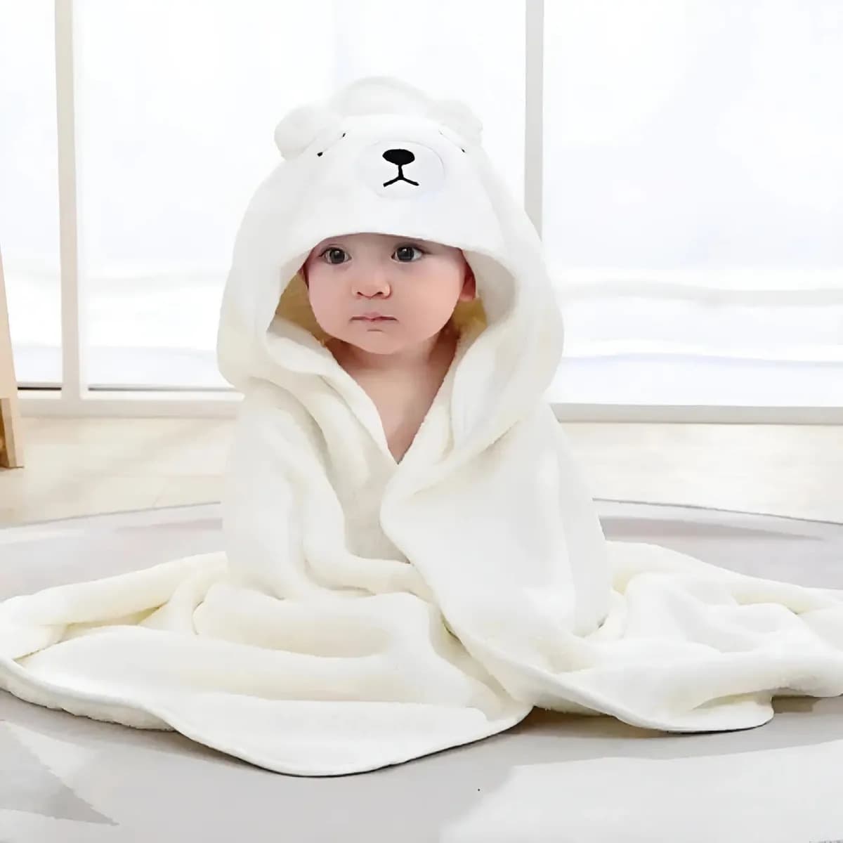 Toalha Bebe Infantil Macia Com Capuz Grande Forrada Durável Cor Bege — imagem 5