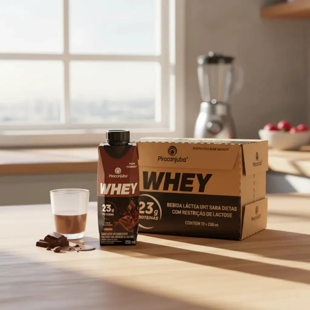 Kit 12 Bebida Whey Piracanjuba 0 Lactose Sabor Cacau 250m — imagem 5