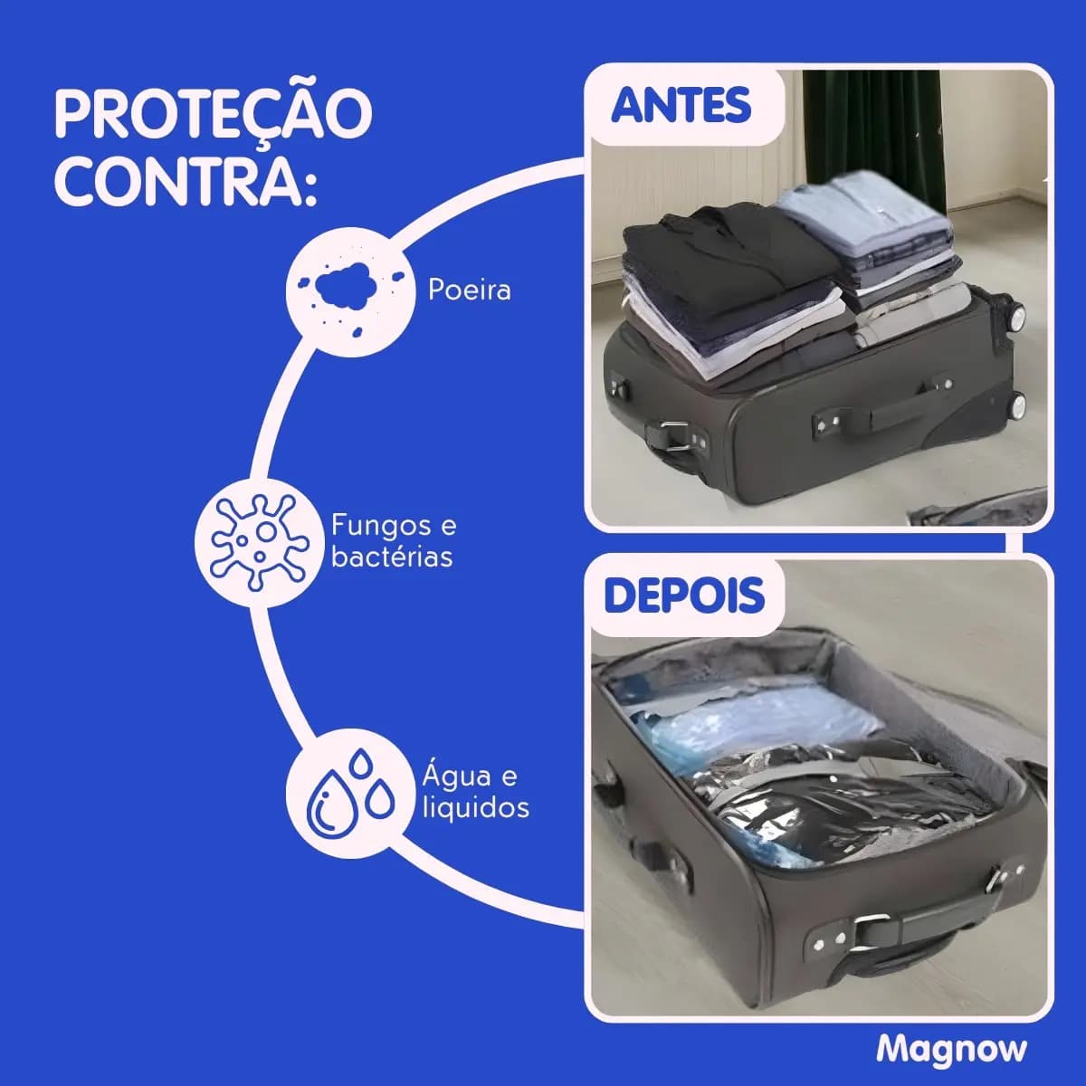 Kit 4 Saco A Vacuo Magnow G Viagem Roupa 70x110cm + Bomba De Vácuo — imagem 4