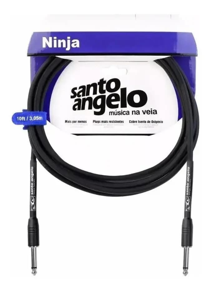 Cabo P10 Santo Angelo NINJA 30FT Guitarra Violão 9,15m Preto — imagem 3