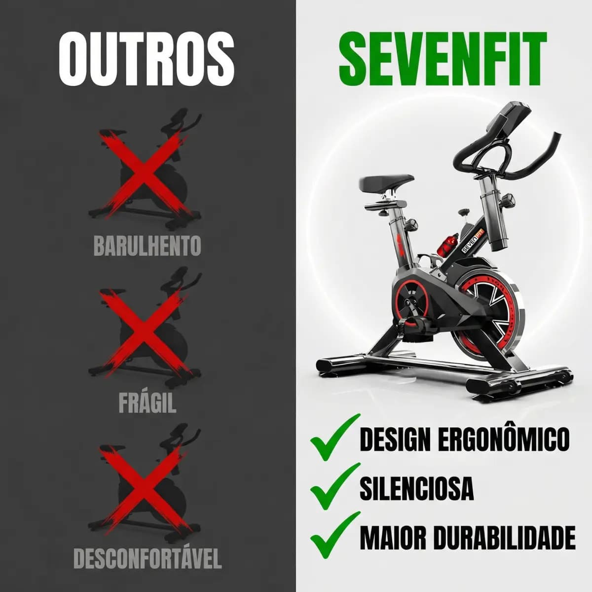 Bicicleta Ergométrica Bike Spinning 6kg Sensação Inércia Fitness Preto E Vermelho Sevenfit Para Cardio — imagem 2