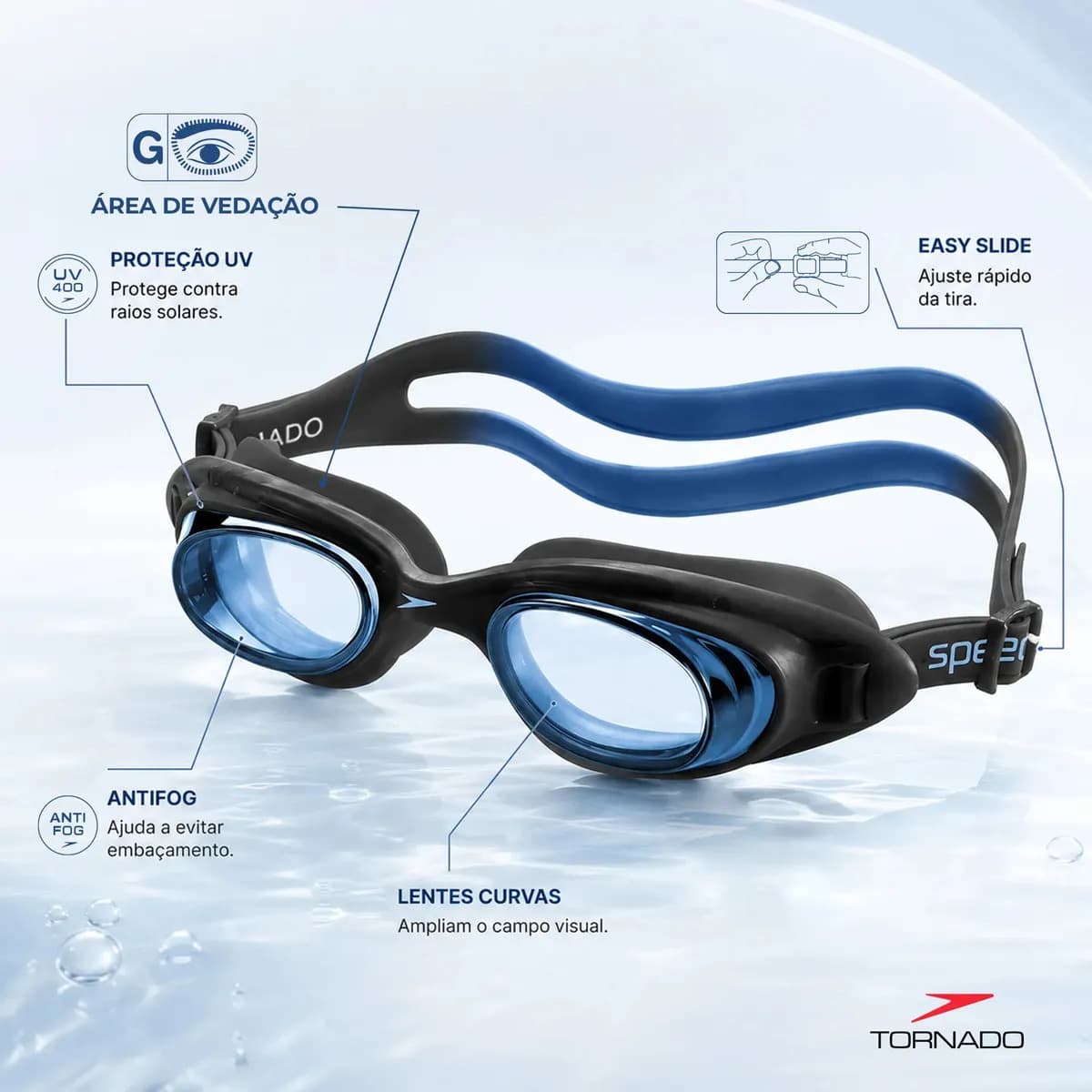 Óculos De Natação Speedo Tornado Treinamento Anti-fog Cor Cinza — imagem 3