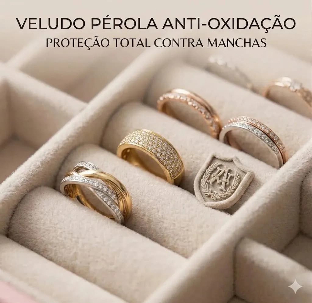 Porta Joias 3 Camadas Couro Caixa De Jóias Feminina Cor Rosa — imagem 5
