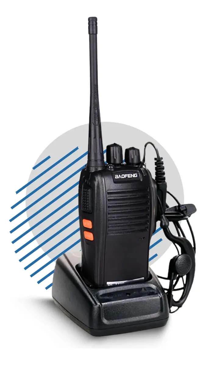 1 Unidade Rádio Baofeng 777S HT 12Km Segurança Profissional Walk Talk 16 Canais UHF Recarregável Kit com Fone de Ouvido
