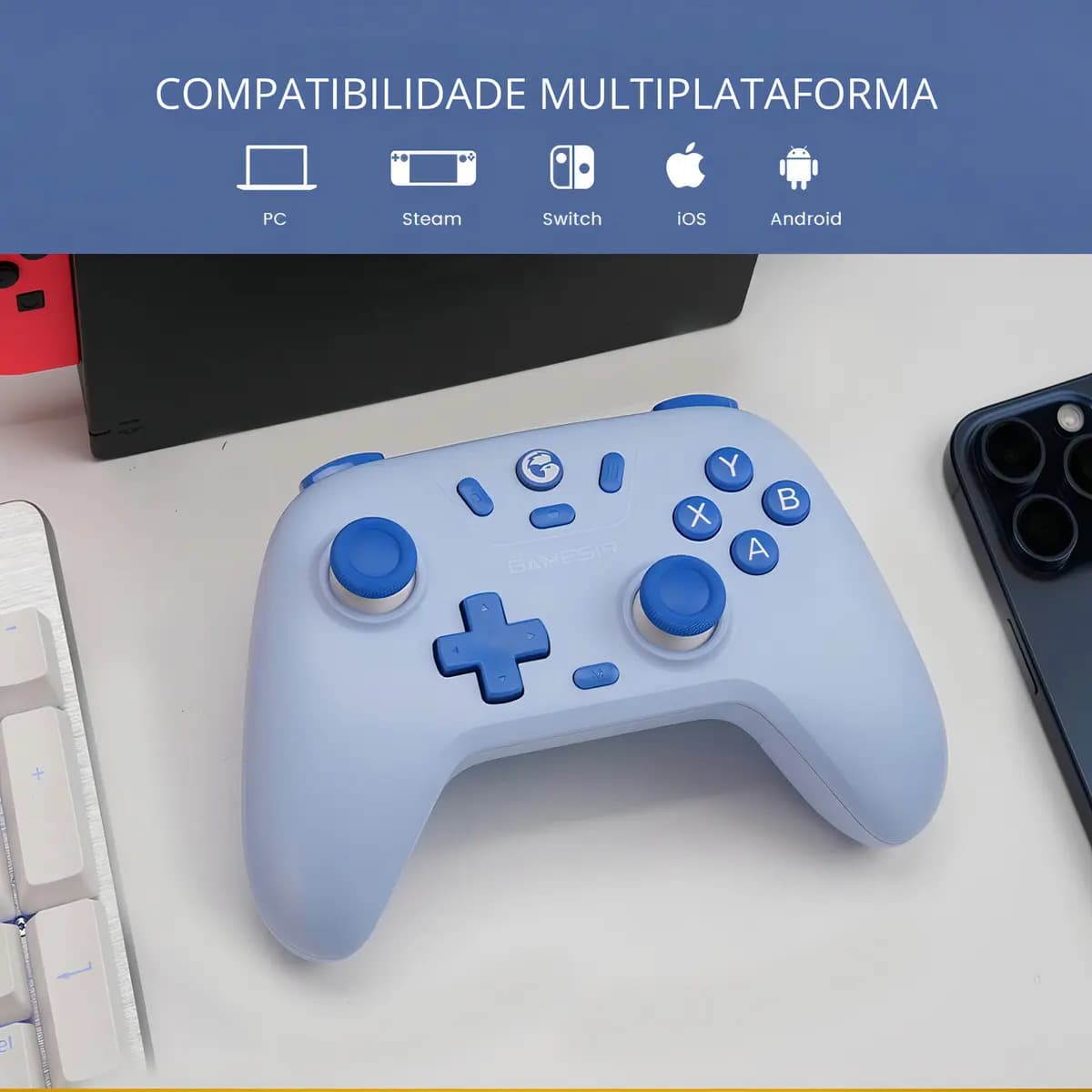 Controle Gamesir T4 Nova Lite Sem Fio Para Pc Switch Android Ios Steam Celular Hall Effect Cor Rosa — imagem 5