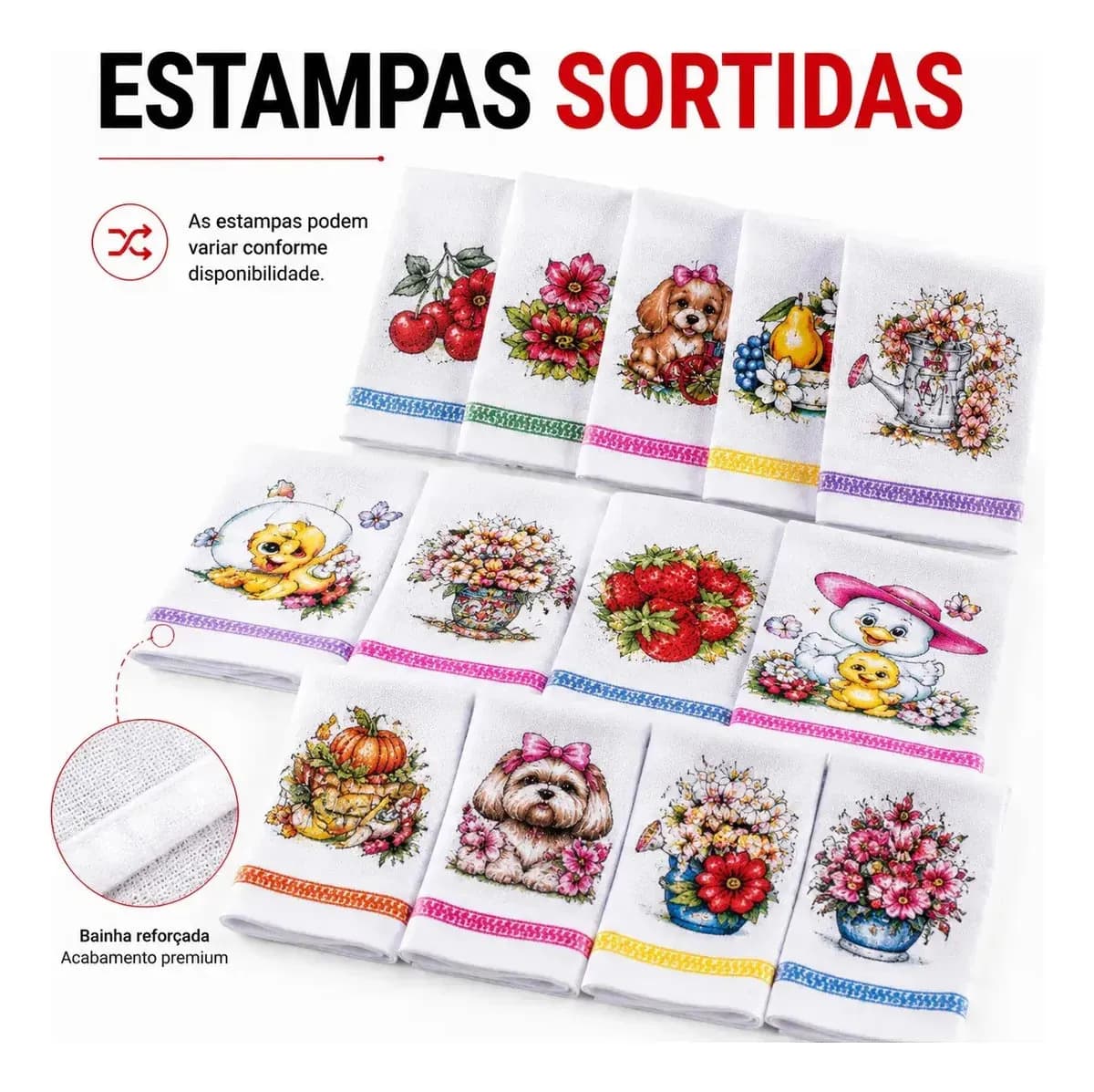 Kit Com 10 Panos De Prato De Algodão Estampado Grande Para Cozinha E Limpeza — imagem 4