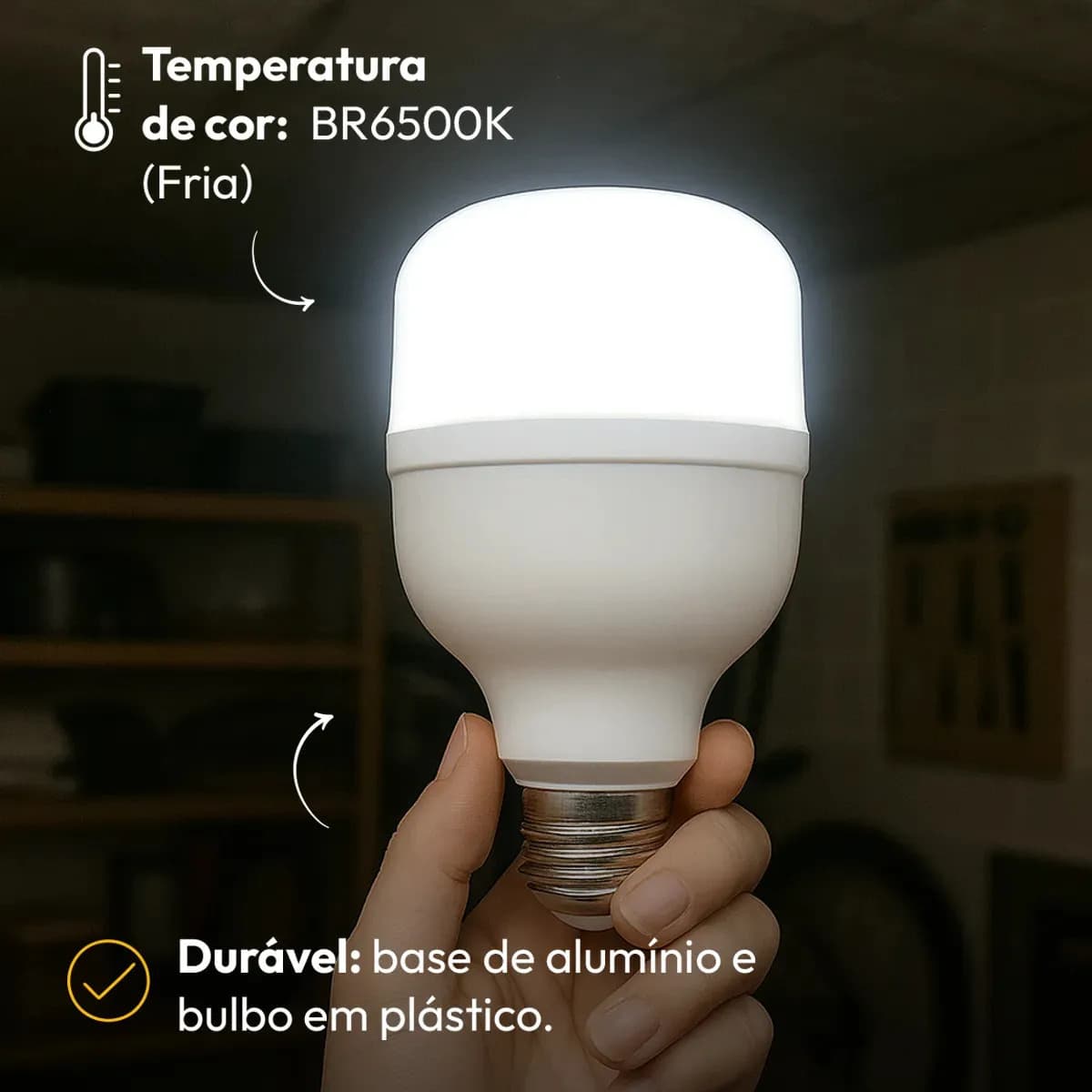 Kit 10 Lâmpadas LED Bulbo 40W Alta Potência Branco Frio 6500K Bivolt E27 - Super Bulbo Econômica 3200 Lúmens Ideal Comércio Garagens Casa — imagem 6