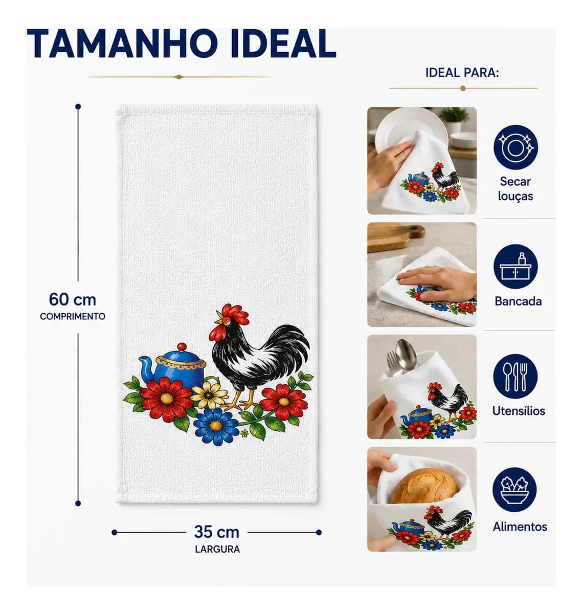 Kit Com 10 Panos De Prato De Algodão Estampado Grande Para Cozinha E Limpeza — imagem 6
