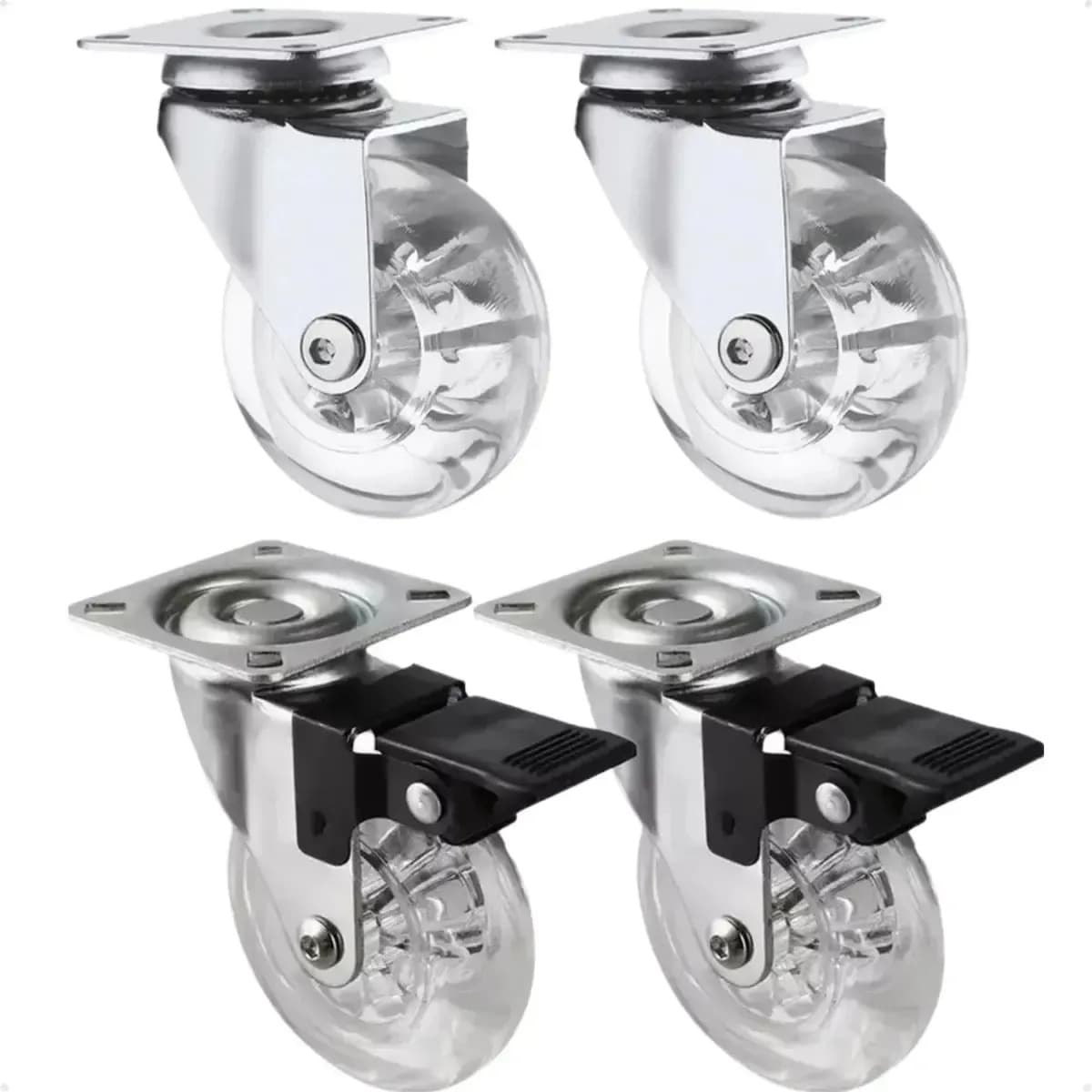 4 Rodinhas Giratório Gel Silicone Rodinha Móveis 50mm 2 Com / 2 Sem Trava - Compra Segura Ekom