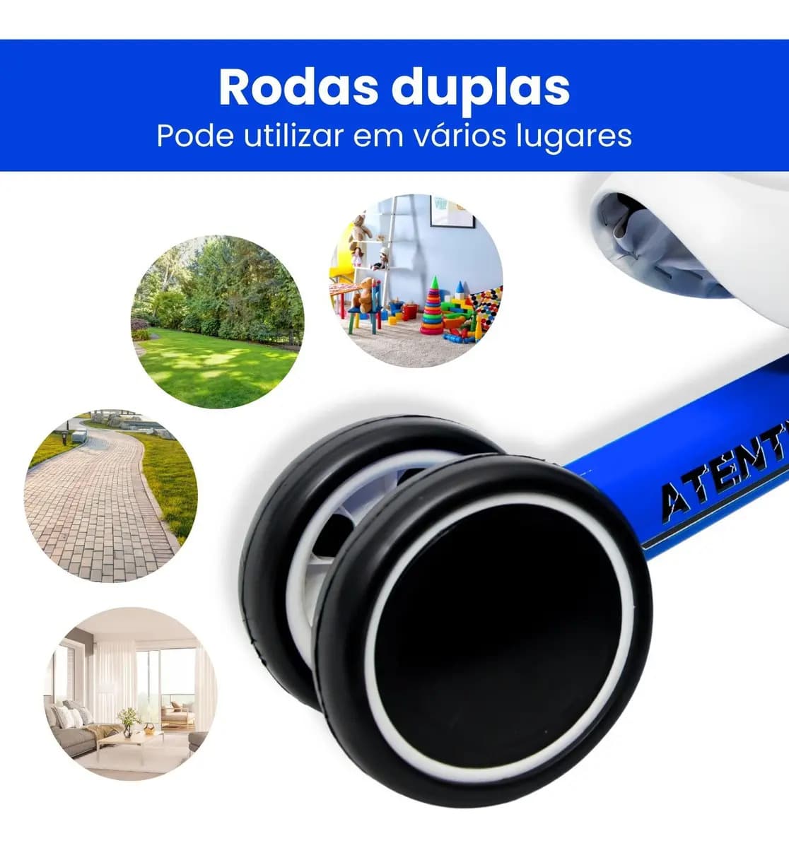 Bicicleta Infantil De Equilíbrio Sem Pedal Andador 4 Rodas Cor Azul — imagem 6