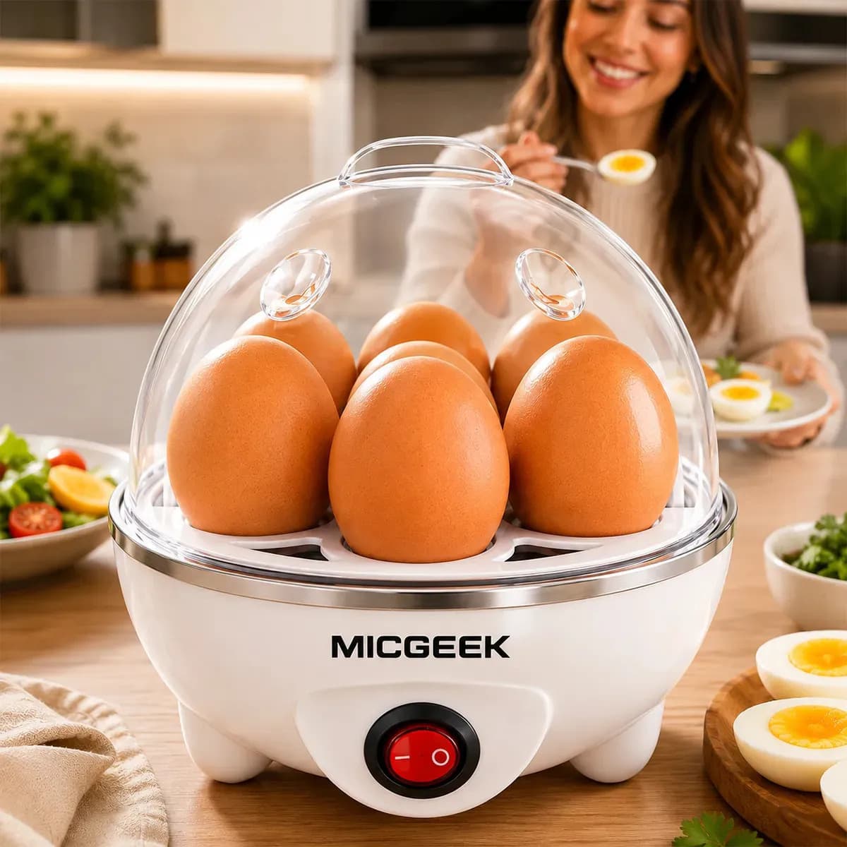 Cozedor De Ovos Automático Panela A Vapor Elétrica Legumes Elétrica Portátil Prático Rápido 7 Ovos Em 5min Micgeek