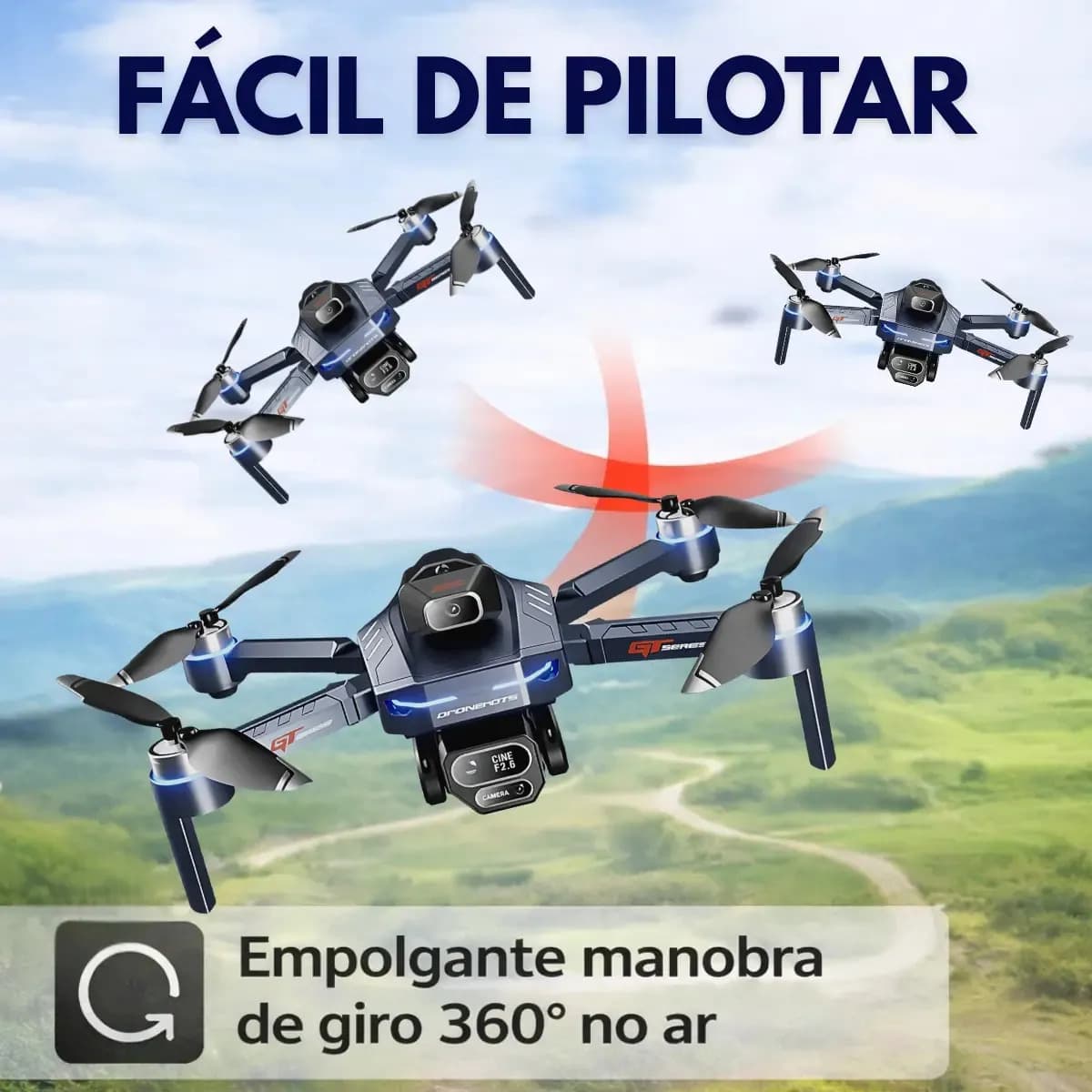 Drone Greendles GT8 Profissional 4K Com Câmera, 2 Baterias e Tela no Controle — imagem 4