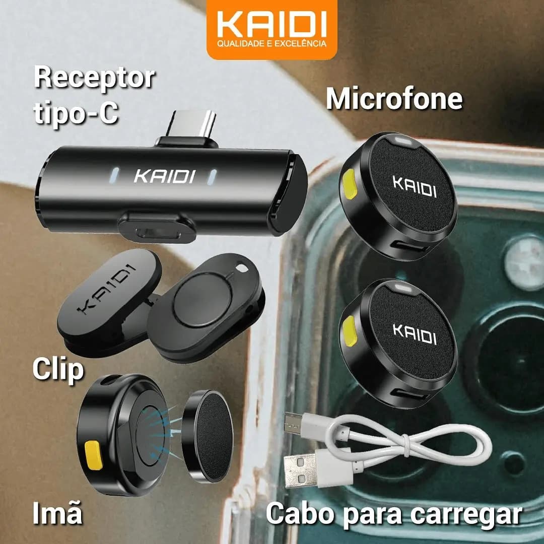 Microfone Lapela Sem Fio Kaidi Tipo-C — imagem 4