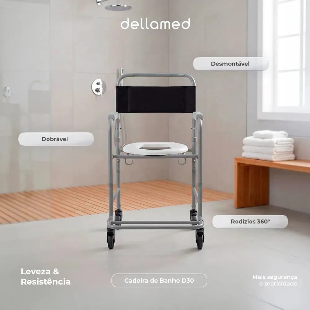 Cadeira De Banho Higiênica Dobrável D30 100kg Dellamed — imagem 5