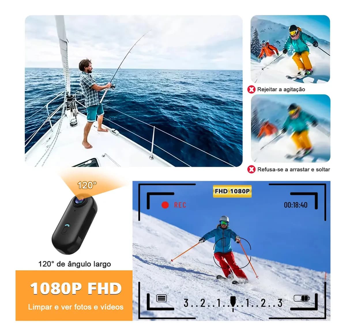 Câmera Hd 1080P Filmadora Vlog camara Para Moto Com Wifi 120° Grande Angularcom Para Ciclismo Ao Ar Livre,mergulho, Caminhadas Filmadoras De Bolso — imagem 4