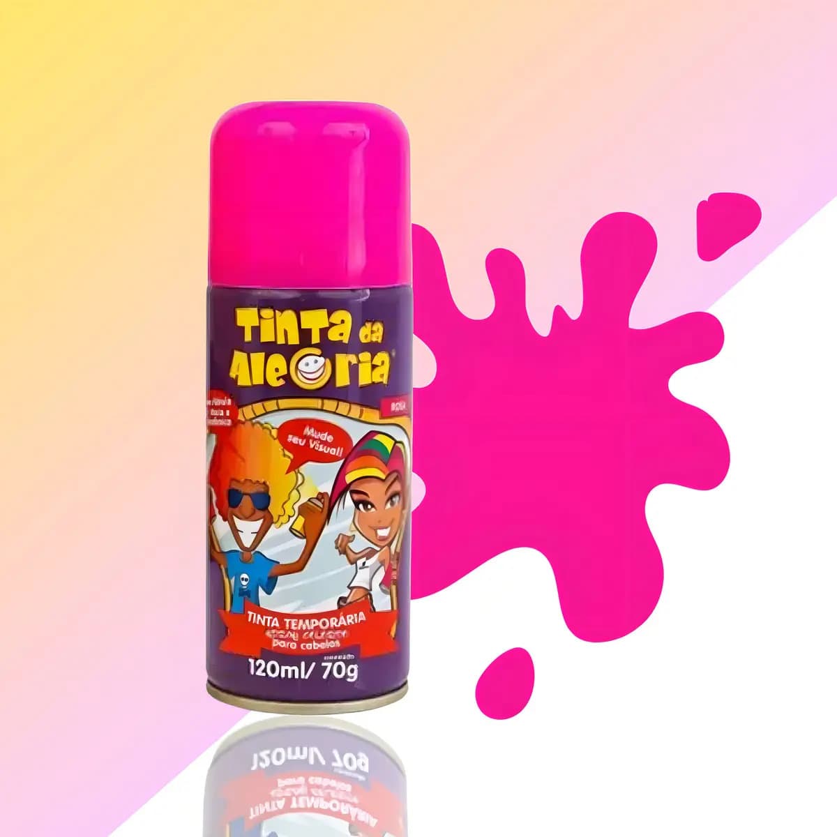 Tinta Spray Carnaval Festa Cabelo Temporária Rosa 150ml Colorida Lavável — imagem 5
