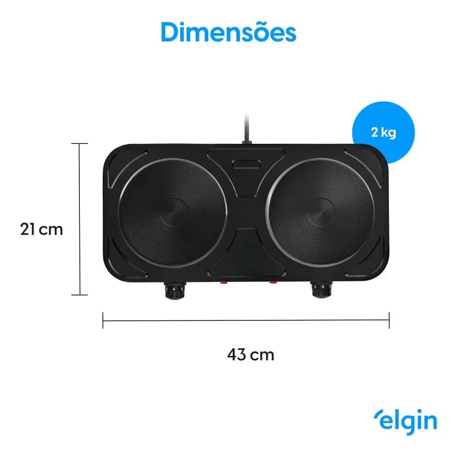Fogão Cooktop Elétrico Elgin 2 Bocas Preto — imagem 5