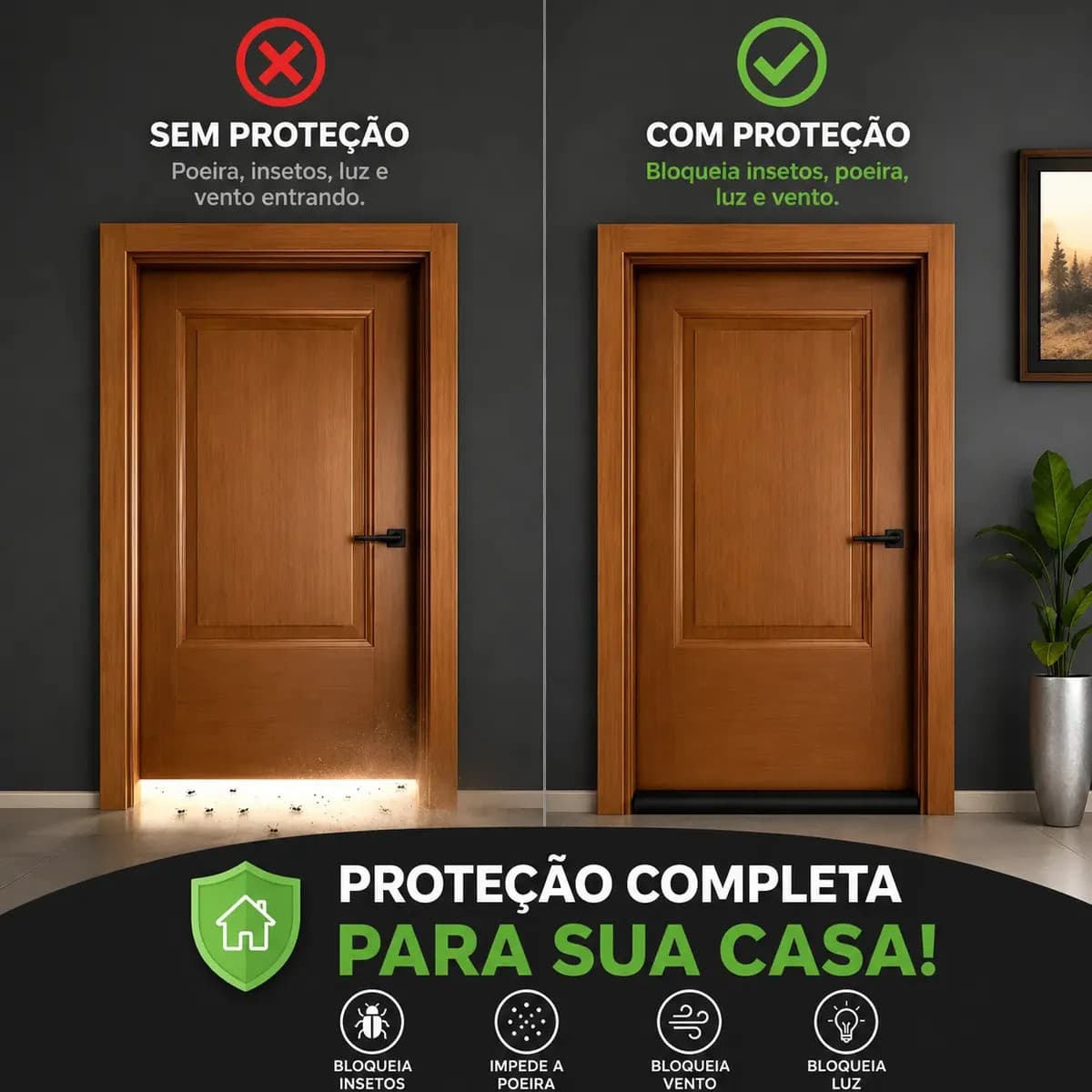 Protetor Rolinho Rolo Veda Porta Ajustável 90cm Impermeável Liso Preto — imagem 4