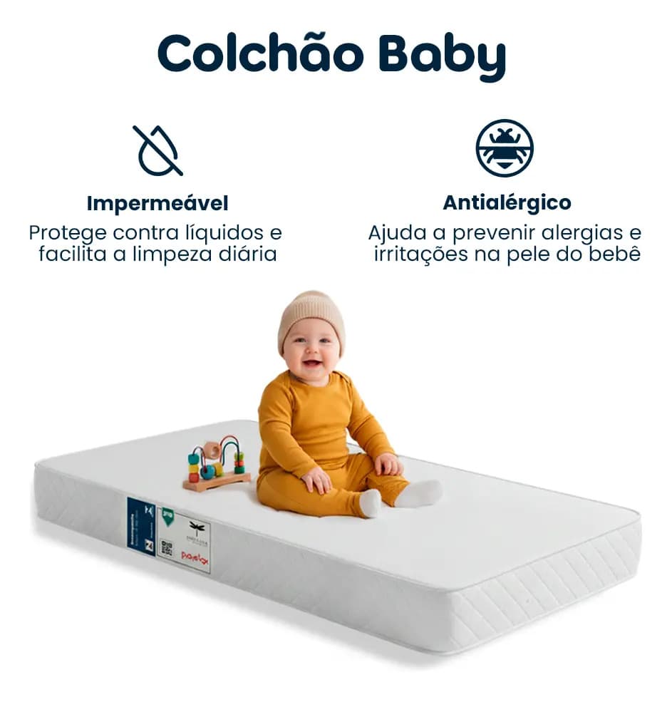 Colchão De Berço Impermeável 130x0,60 D18 Cor Branco - Libélula Moveis — imagem 4