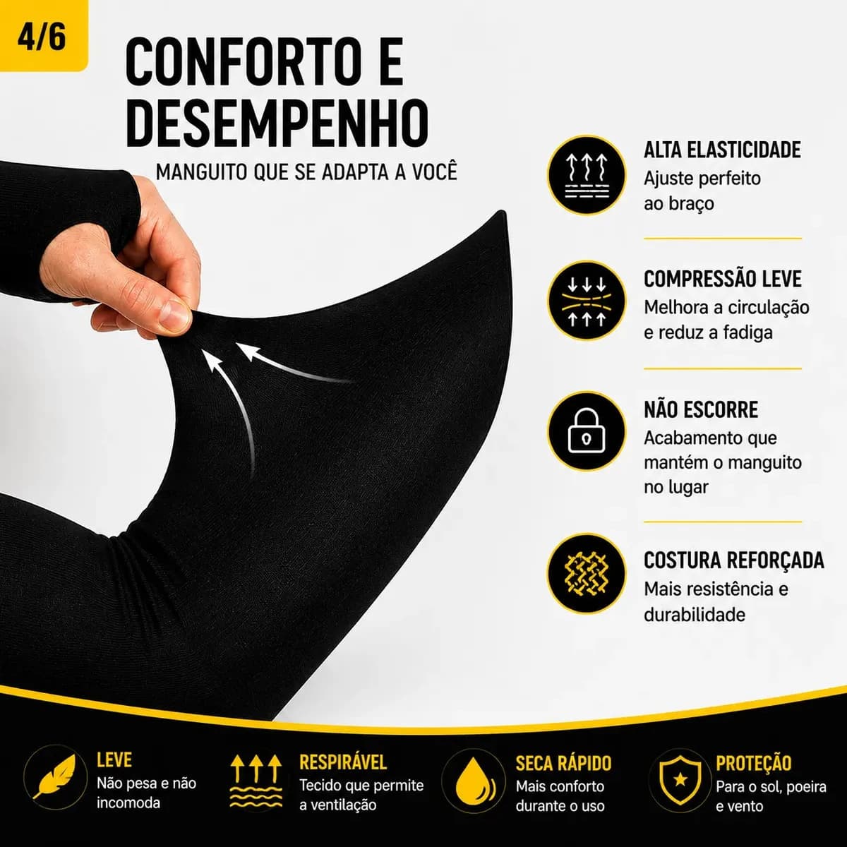 Conjunto Kit 5 Pares Manguito Proteção Solar Moto Manga Bike Motocicleta Braço Esporte Futebol Volei Pesca Trilha Dasv — imagem 4