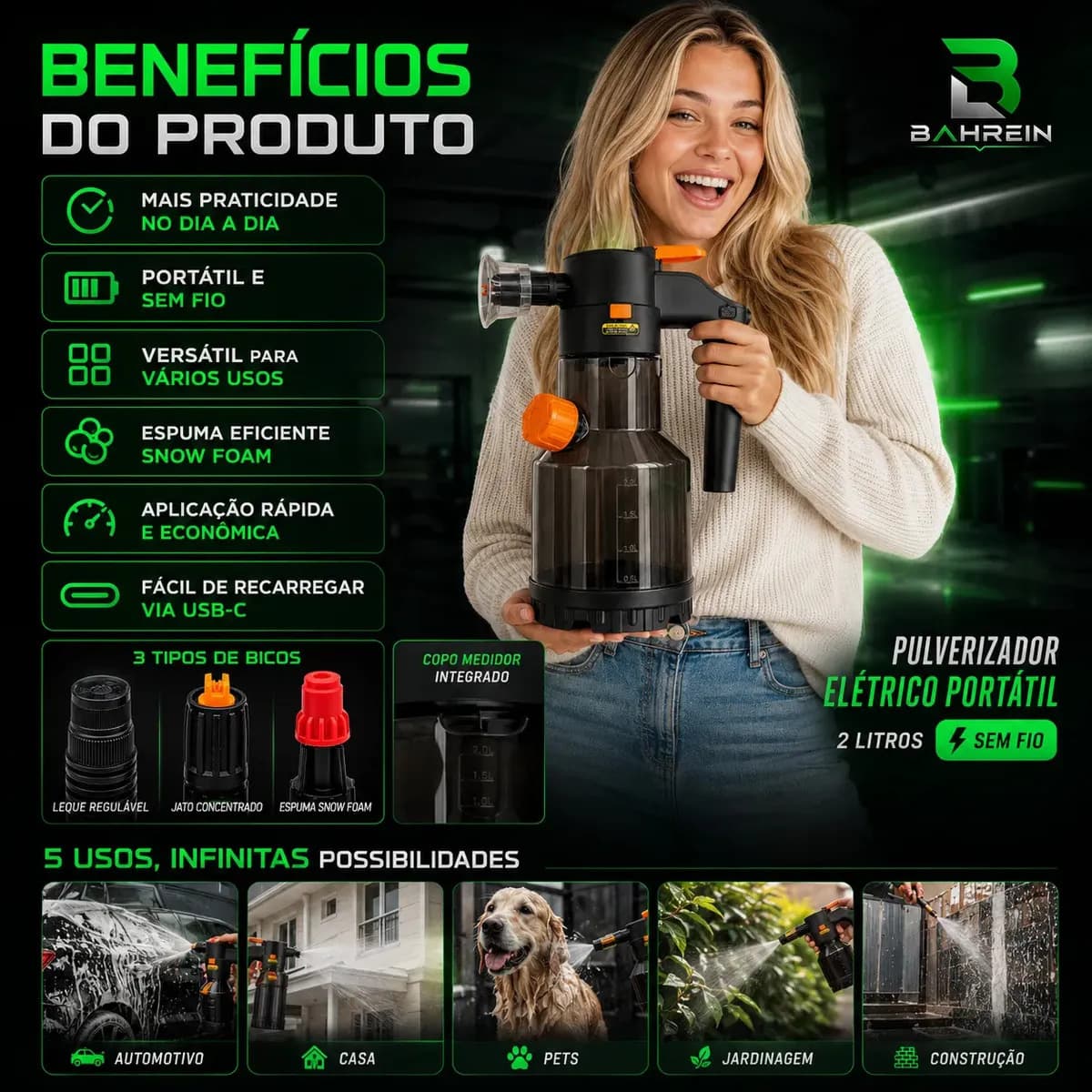 Pulverizador Elétrico Snow Foam Profissional p/ Limpeza Automotiva e Casa — imagem 2