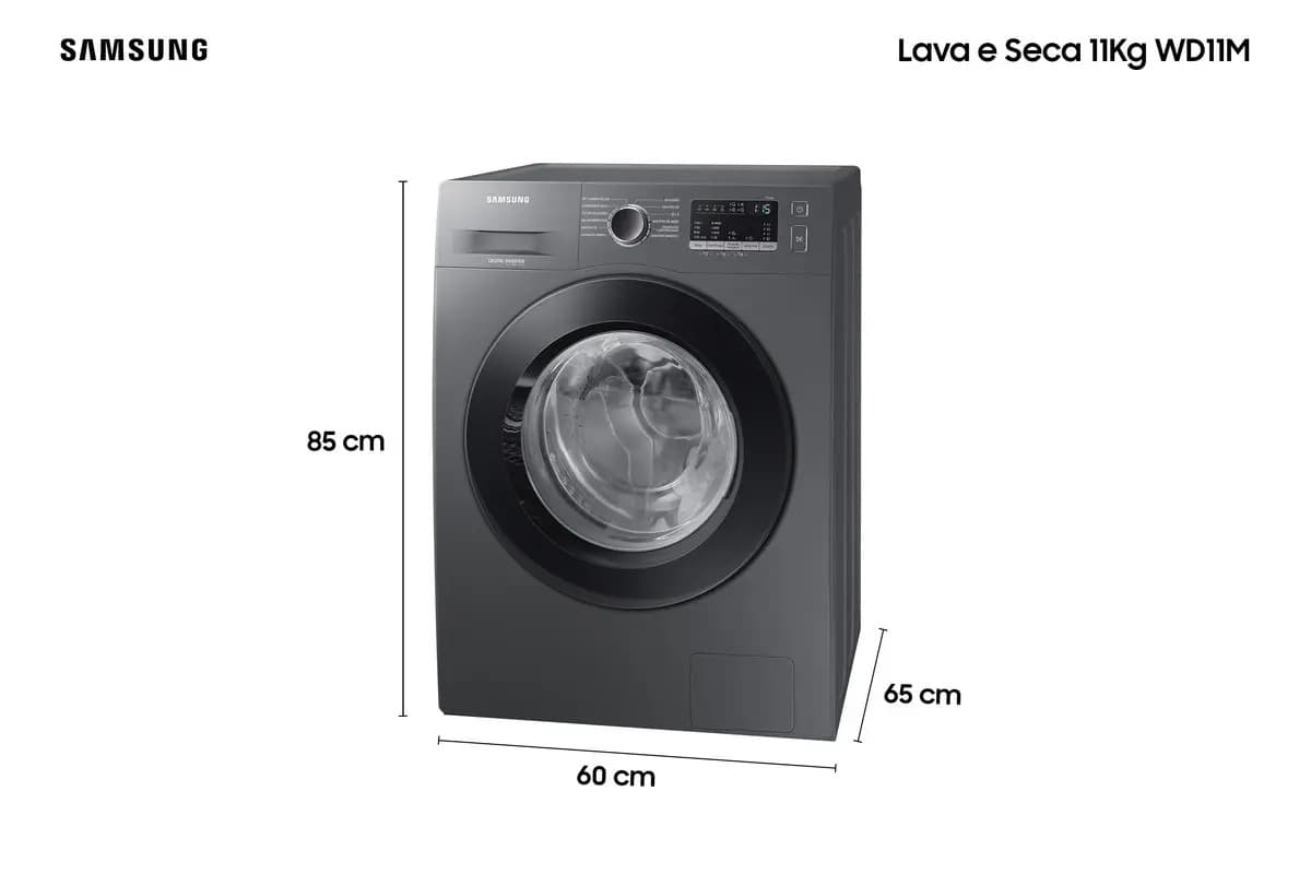 Lava E Seca Samsung Wd11m Com Digital Inverter Inox 11kg Cor Inox look — imagem 6