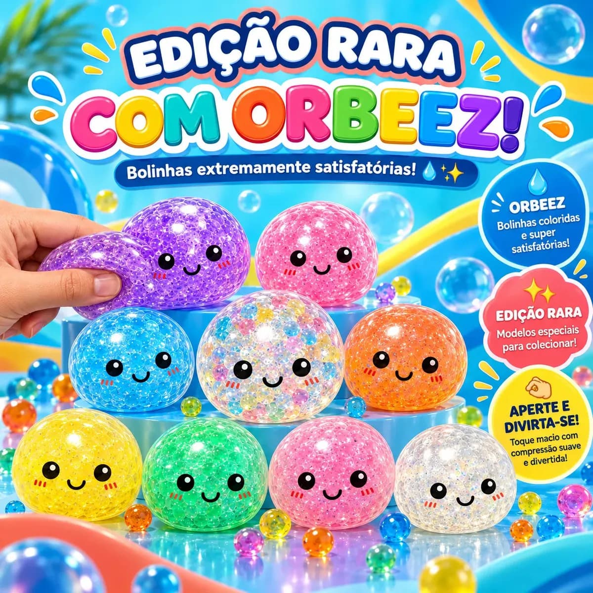 Brinquedo de Apertar Surpresa Raro Com Orbeez Antistress Colorido Bolinhas Popsy — imagem 3