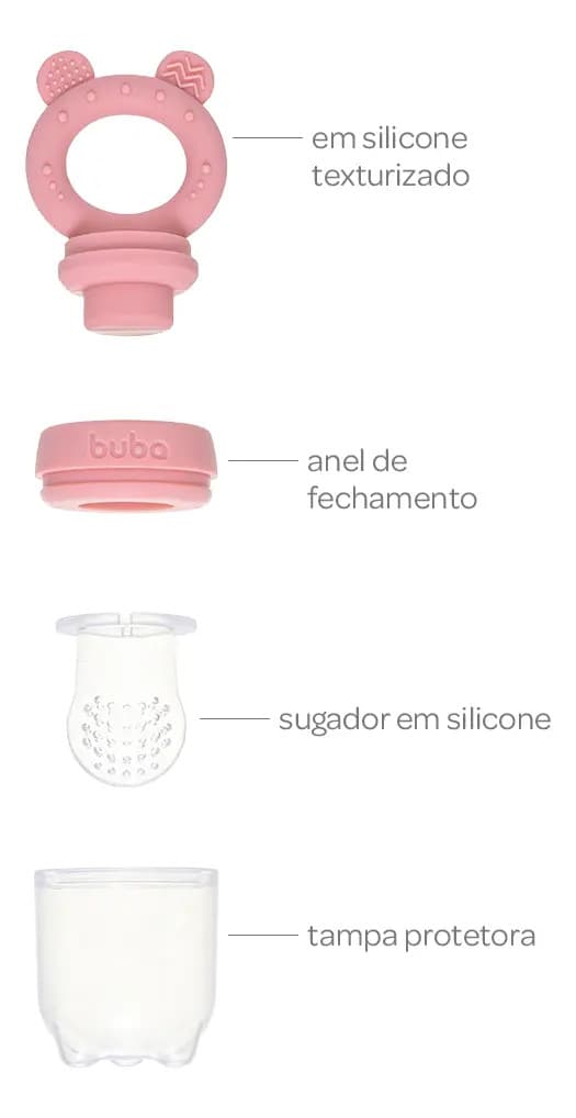 Porta Frutinhas Silicone Ursinho Rosa Lanchinho 18853 Buba — imagem 5