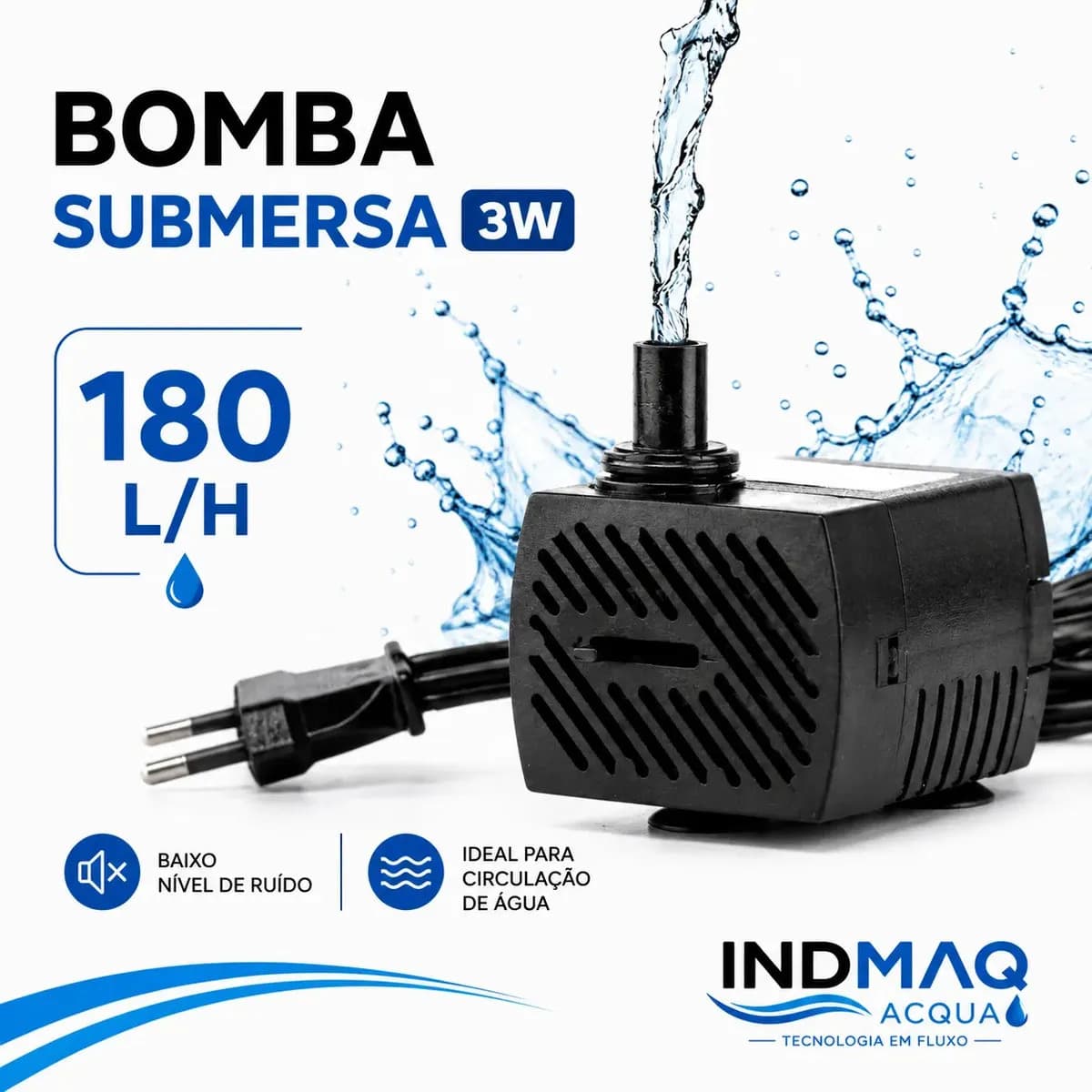Bomba Submersa Bombinha Fonte Água Aquário 180l/h Indmaq — imagem 2