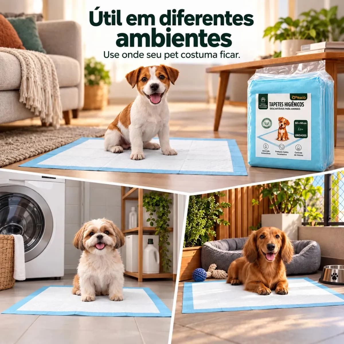 Tapete Higiênico Para Cachorro Descartável Alta Absorção 60x60 60 Unidades Secagem Rápida Cão Proteção Piso — imagem 5