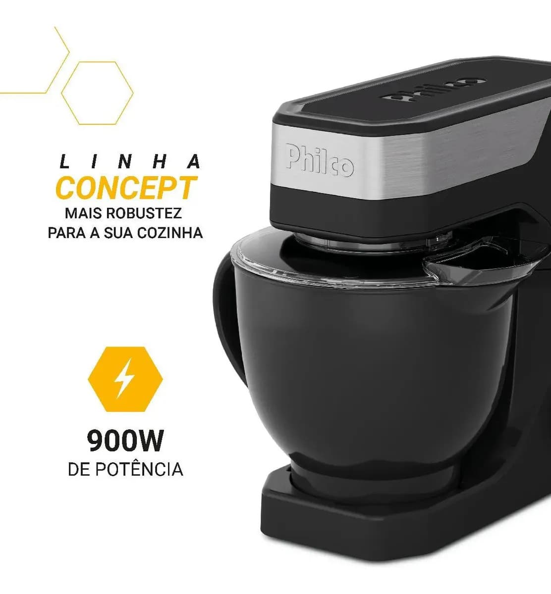 Batedeira Planetária Philco 900W 5L Preta 12 Velocidades Turbo PBP90A — imagem 4