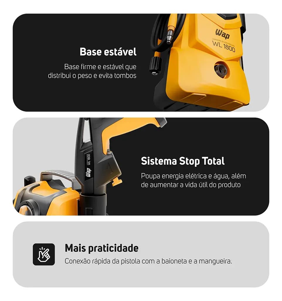 Lavadora de Alta Pressão Compacta WAP WL 1800 1400W 1500PSI 360L/h 127V — imagem 4