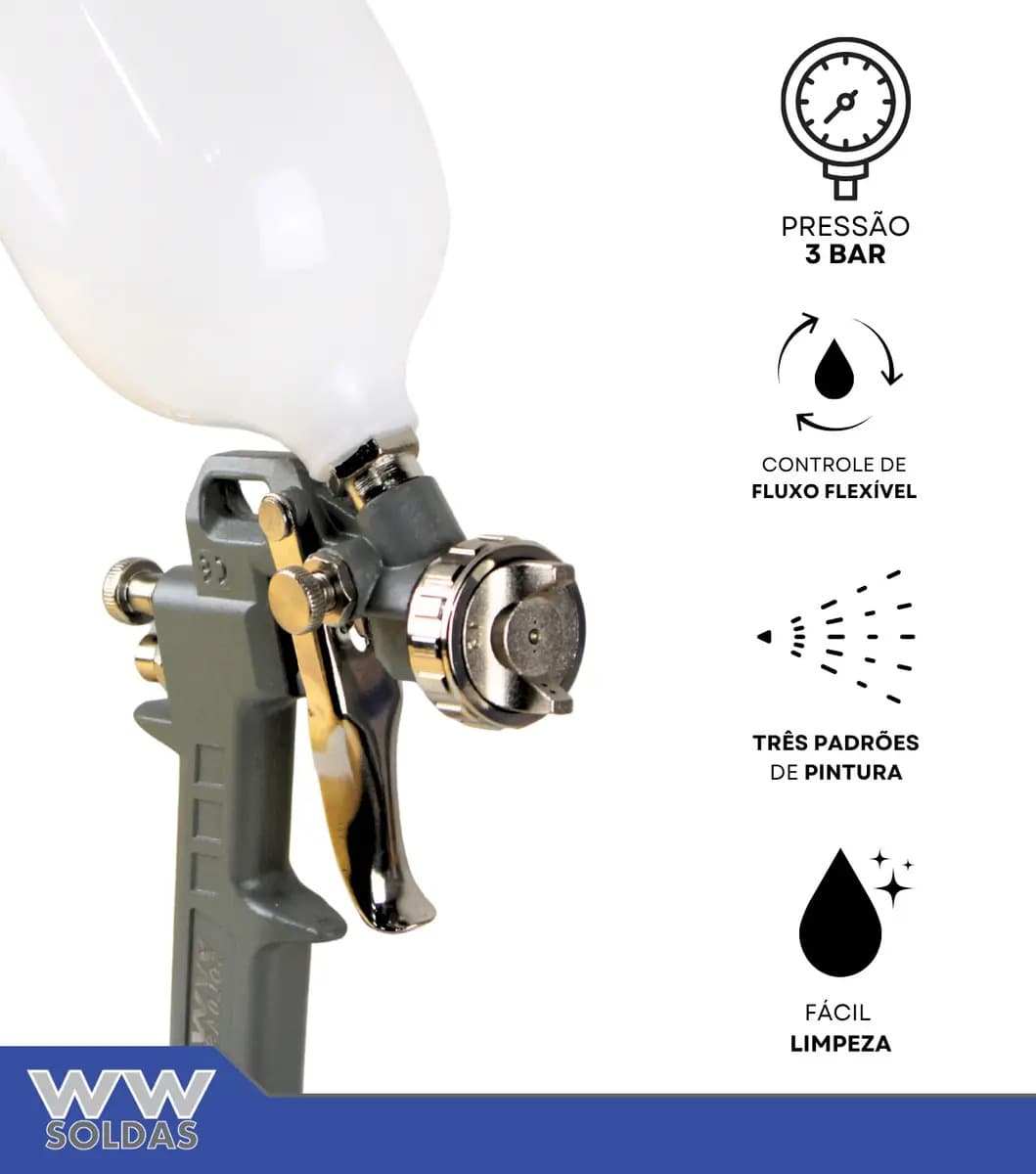 Pistola De Pintura S990 Bico 1.5 Gravidade Caneca 600ml Baixa Pressão — imagem 3